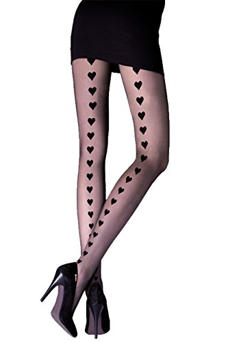 Legg Story Damen Strumpfhose mit Herz Muster in schwarz transparent 20 den T3 von Legg Story