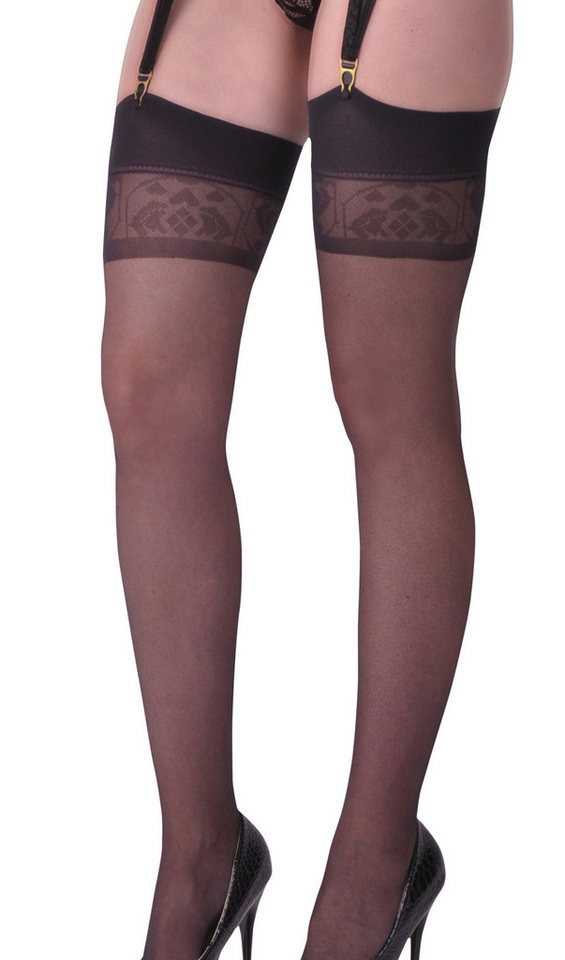 Legg Story Feinstrümpfe Dessous Straps Strümpfe aus transparentem Material und Netz in schwarz von Legg Story