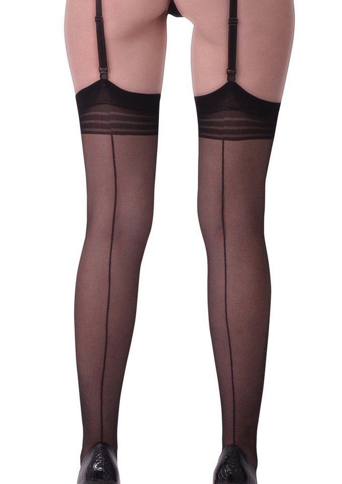 Legg Story Feinstrümpfe Dessous Straps Strümpfe aus transparentem Material und Netz in schwarz von Legg Story