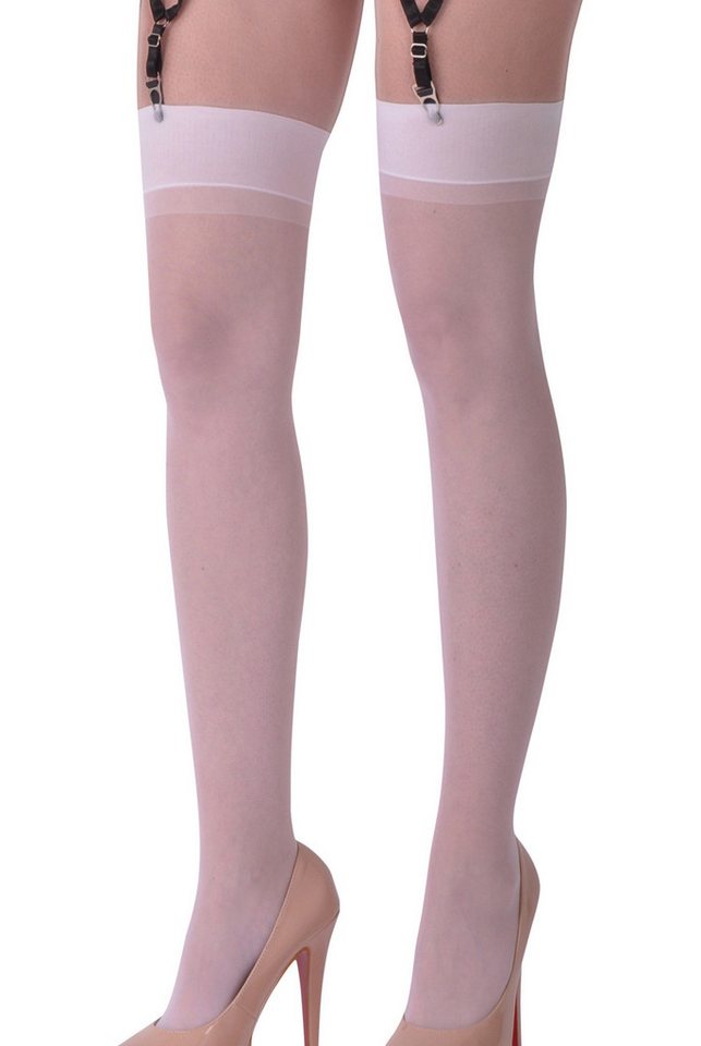 Legg Story Feinstrümpfe Dessous Straps Strümpfe aus weichem Material und Netz in weiß Stocking von Legg Story