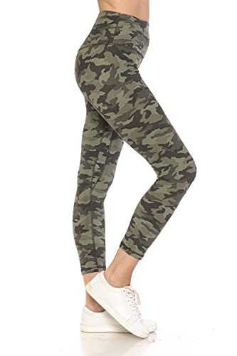 Leggings Depot 5" Yoga High Waist REG/Plus Damen Buttery Soft Leggings BAT1, 7/8 Druck Yoga-oliv Camouflage, S von Leggings Depot