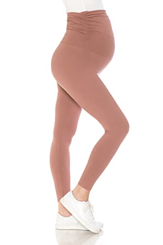 Leggings Depot Beliebte Umstandsleggings für Damen, über dem Bauch, dehnbar, Schwangerschaftshose, Hohe Taille, modisch, malvenfarben, Mittel von Leggings Depot