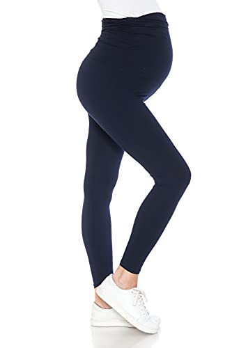 Leggings Depot Damen Beliebte Schwangerschafts-Leggings über dem Bauch dehnbar Schwangerschaftshose, High Waist Fashion-Navy, Mittel von Leggings Depot