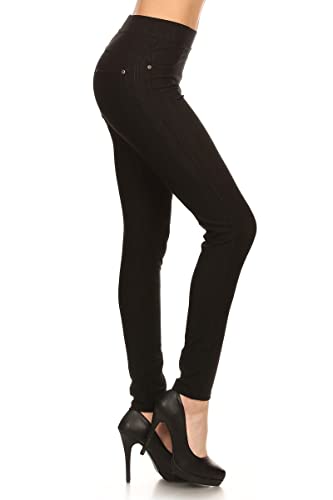 Leggings Depot Damen-Jeggings aus Baumwollmischgewebe, Stretch, Schlupfhose, Freizeithose mit Taschen (erhältlich in Übergröße), Schwarz, X-Groß von Leggings Depot