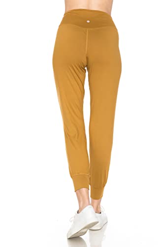 Leggings Depot Damen-Jogginghose, bedruckt, solide Sportbekleidung, Activeflex Slim Fit Jogger-spiced Bronze, M von Leggings Depot