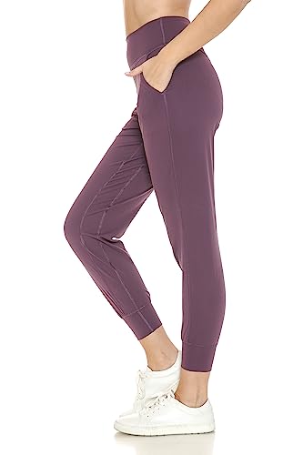 Leggings Depot Damen-Jogginghose mit Taschen, aktive Sweatpants für Frauen, leichte Loungehose, Traubendistel, M von Leggings Depot