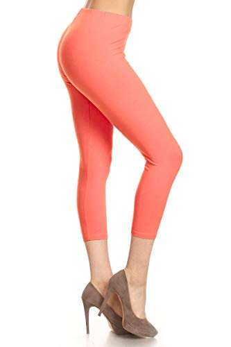 Leggings Depot Damen Premium Baumwolle Soft Caprihose NCL27, korallenrot, X-Groß von Leggings Depot