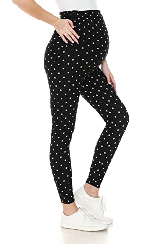 Leggings Depot Damen Schwangerschaft Leggings über dem Bauch Schwangerschaft Casual Yoga Strumpfhose, Gepunktet, X-Groß von Leggings Depot