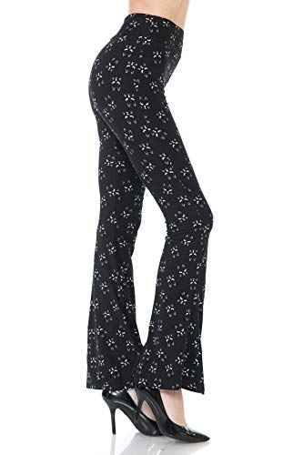 Leggings Depot Damen Ultra Soft Popular Printed Stylish Palazzo Pants BAT3, Katze mit langem Wimpern, M von Leggings Depot