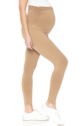 Leggings Depot Damen Umstandsleggings über dem Bauch Schwangerschaft Casual Yoga Tights, Khaki, X-Groß von Leggings Depot