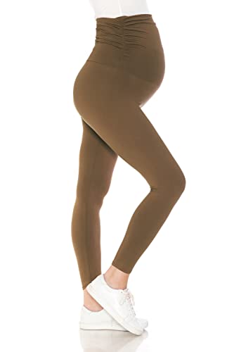 Leggings Depot Damen Umstandsleggings über dem Bauch Schwangerschaft Casual Yoga Tights, Mokka, S von Leggings Depot