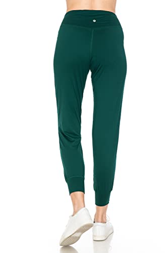 Leggings Depot Damen bedruckte einfarbige Activewear Jogger Track Cuff Sweatpants, Activeflex Slim Fit Jogger-forest Green, Mittel von Leggings Depot