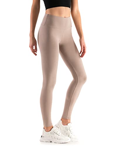 Leggings Empire Damen Leggings mit hoher Taille Schlankheits Gamaschen für Damen mit Panel Dehnbare Atmungsaktive Elastischer breiter Bund Plus Size 36-56 EU LWP Beige 38 EU von Leggings Empire