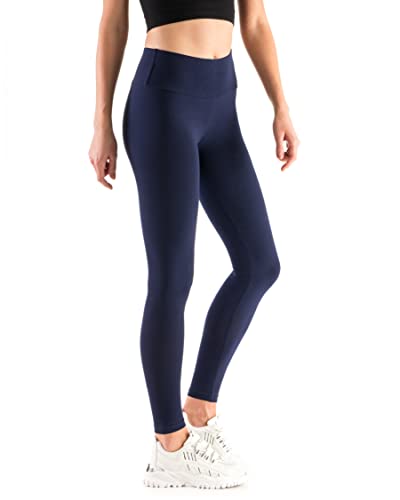 Leggings Empire Damen Leggings mit hoher Taille Schlankheits Gamaschen für Damen mit Panel Dehnbare Atmungsaktive Elastischer breiter Bund Plus Size 36-56 EU LWP Marine 48 EU von Leggings Empire