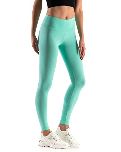 Leggings Empire Damen Leggings mit hoher Taille Schlankheits Gamaschen für Damen mit Panel Dehnbare Atmungsaktive Elastischer breiter Bund Plus Size 36-56 EU LWP Türkis 38 EU von Leggings Empire