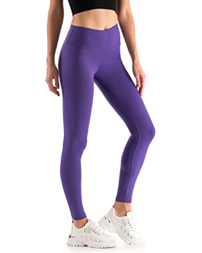 Leggings Empire Damen Leggings mit hoher Taille Schlankheits Gamaschen für Damen mit Panel Dehnbare Atmungsaktive Elastischer breiter Bund Plus Size 36-56 EU LWP Violett 50 EU von Leggings Empire