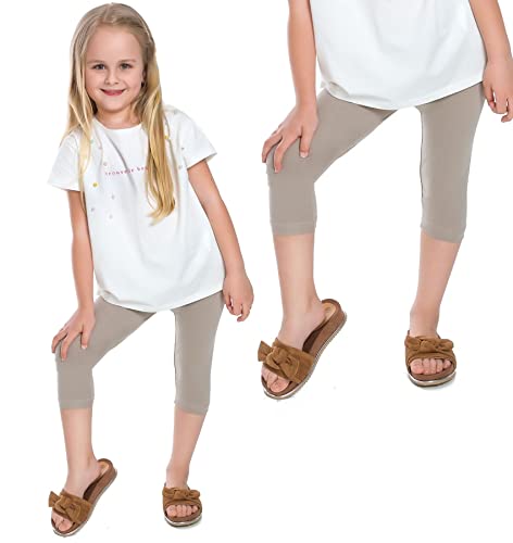 Leggings Empire Mädchen Leggings 3/4 Länge Schlicht Caprihose für Kinder Stretch Baumwolle Atmungsaktiv Ultraweich Kinder Bunte Kleidung Beige 11 Jahre von Leggings Empire