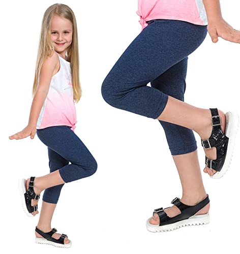 Leggings Empire Mädchen Leggings 3/4 Länge Schlicht Caprihose für Kinder Stretch Baumwolle Atmungsaktiv Ultraweich Kinder Bunte Kleidung Blau 12 Jahre von Leggings Empire