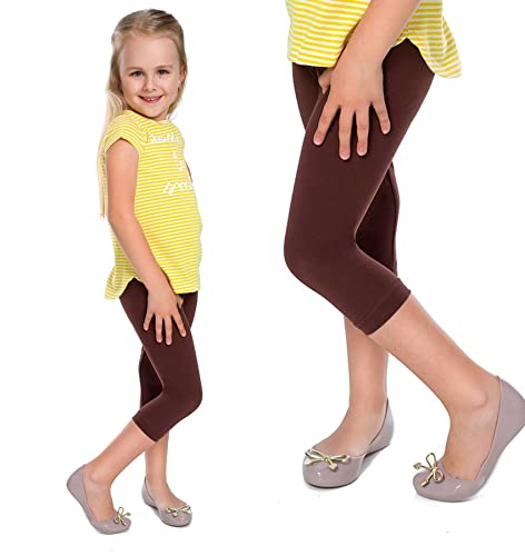 Leggings Empire Mädchen Leggings 3/4 Länge Schlicht Caprihose für Kinder Stretch Baumwolle Atmungsaktiv Ultraweich Kinder Bunte Kleidung Braun 3 Jahre von Leggings Empire