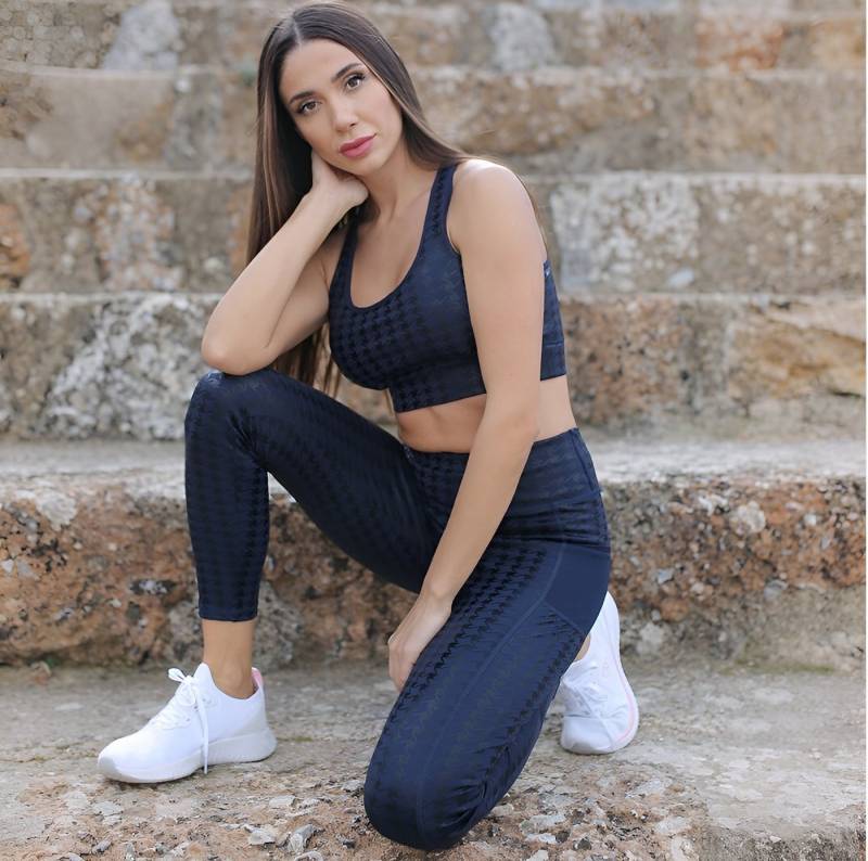 Leggings Park Leggings Damen Glänzende Leggings Hose Jogginghosen, Netz Doppeltaschen (Das Hahnentritt-Muster gibt der Leggings einen eleganten Touch) Ein besonderes Feature ist die Handytasche in einer der Taschen. von Leggings Park