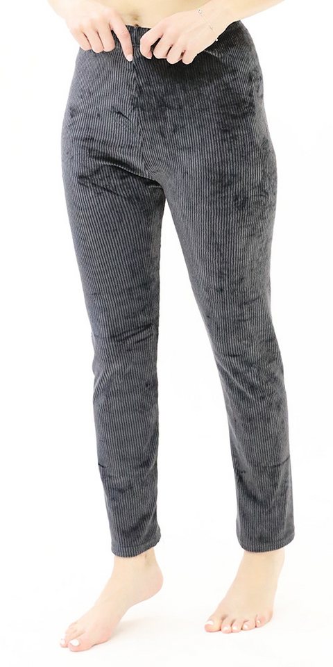 Leggings Park Leggings Damen Leggings Winter "SAMT" gestreift elastische Taille Soft Stretch (Diese Winter-Samt-Leggings mit gestreiftem Muster sind der perfekte Begleiter für die kälteren Tage) Anti-Cellulite, Shaping und Stretch von Leggings Park
