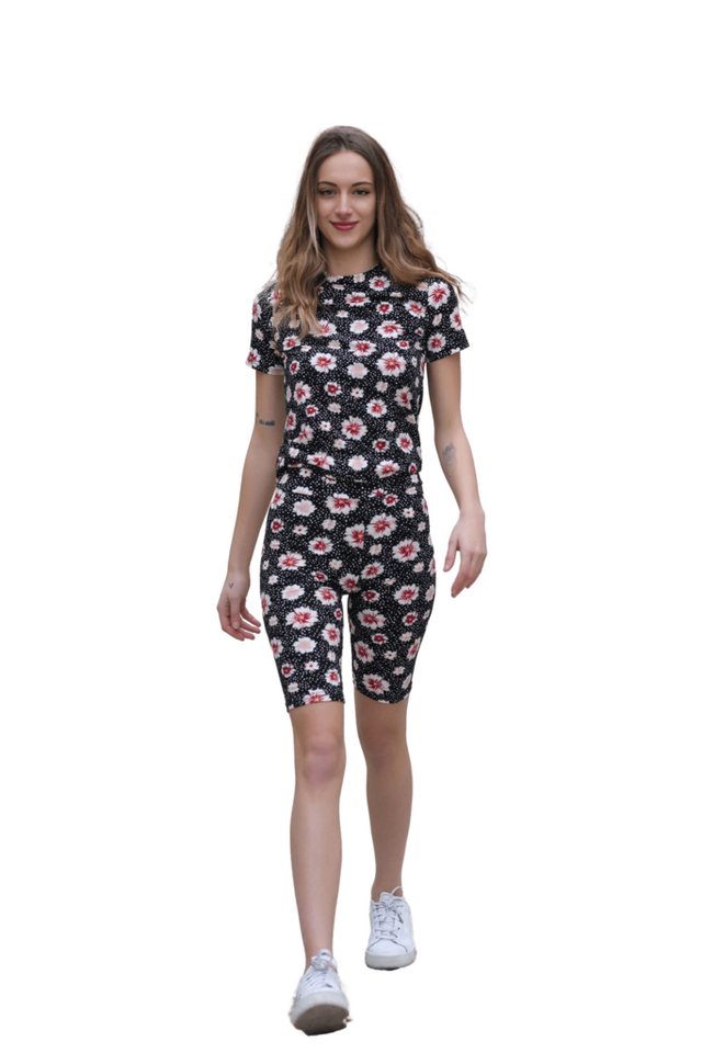 Leggings Park Trainingsanzug Damen Butterweich Super Soft Sets Stretch Short T-Shirt (Das Set enthält ein T-Shirt mit Rundhalsausschnitt und kurzen Ärmeln sowie Shorts., Super Soft Set ist perfekt für Yoga, Pilates, Fitness oder Alltag), Perfekt für sportliche Aktivitäten und Freizeit. von Leggings Park