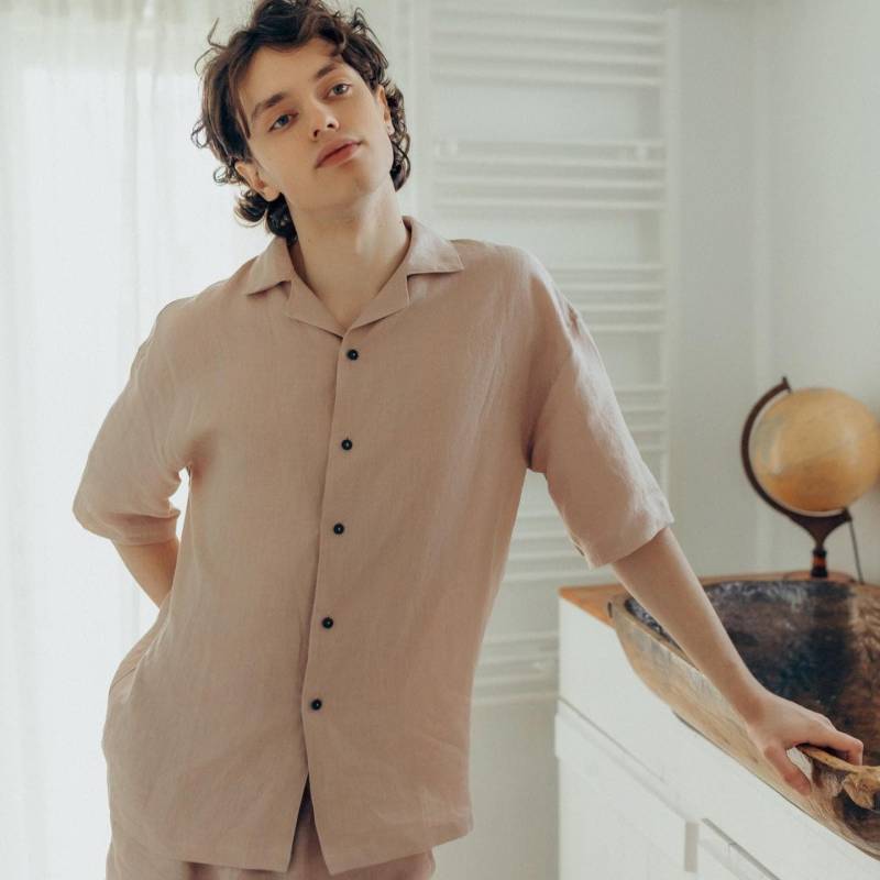 Herren Leinen Anzüge Modern, Anzüge, 2 in 1 Shorts Und Hemd, Leinenkombi, Herren, Geschenk Für Papa, Legere Kleidung von LegloHome