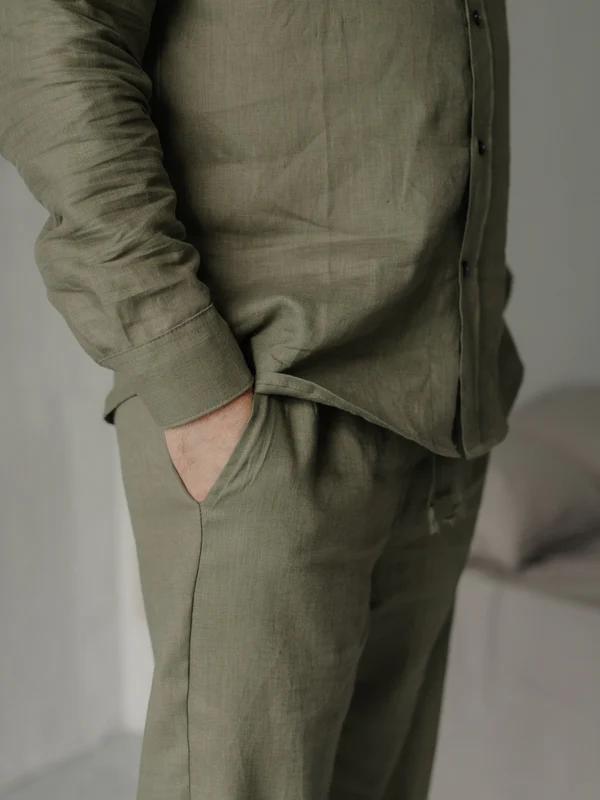 Moderne Leinenbekleidung Herren, Umweltfreundlicher Herrenanzug, Leinenanzug, Leinen 2 in 1 Set Hose Und Hemd Lässiges Herrenleinenoutfit von LegloHome