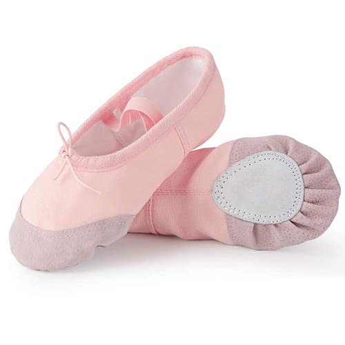 Legou Ballettschuhe Kinder Ballerinas Damen Tanzenschuhe Leider Toe-Cap Mädchen Leider Sohle weich Rosa Größe 40 von Legou