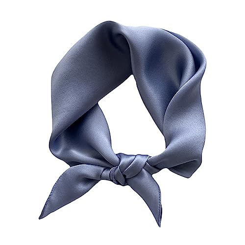 Legou Damen 53 x 53 cm kleiner quadratischer Schal 100% Maulbeerseide einfarbiger Seidenschal, Denim Blau, 53*53cm von Legou