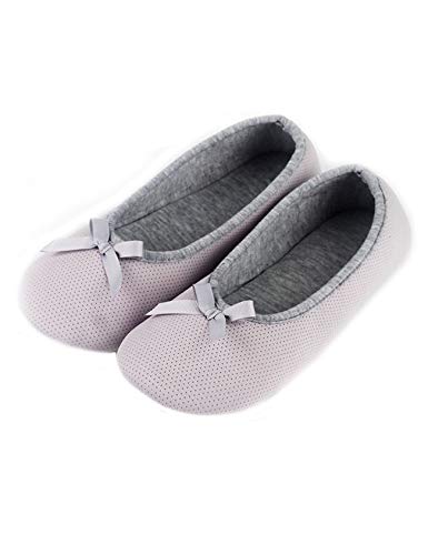 Legou Damen Mädchen Microterry Ballerina Haus Slipper Frottee Ballerina mit Feuchtigkeitstransport, grau Erwachsene, 38 EU von Legou