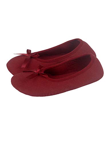 Legou Damen Mädchen Microterry Ballerina Haus Slipper Frottee Ballerina mit Feuchtigkeitstransport, Rot Erwachsene, 39 EU von Legou