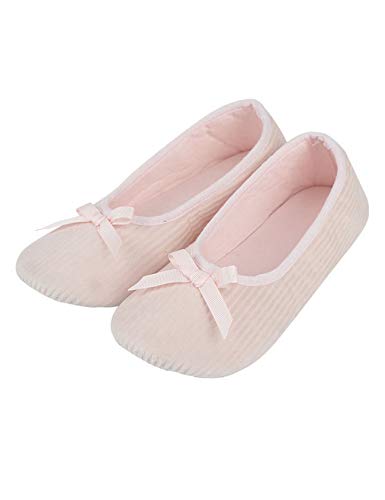 Legou Damen Mädchen Microterry Ballerina Haus Slipper Frottee Ballerina mit Feuchtigkeitstransport, rosa Erwachsene, 37.5 EU von Legou