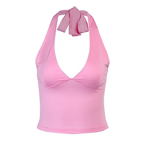 Legou Damen Tank Top Trägerlos Strappy Slim Tank Top, Rosa, S von Legou