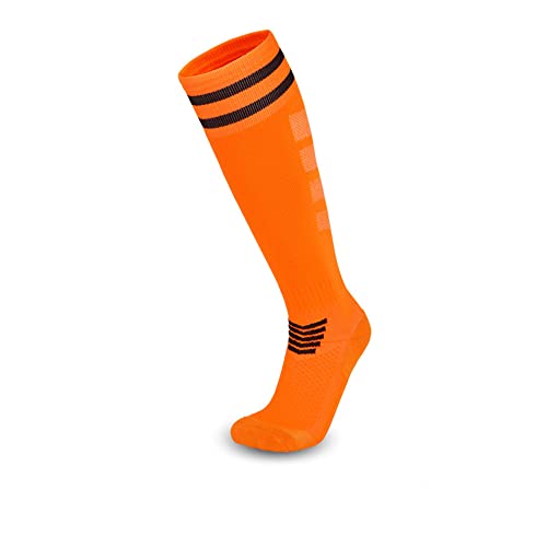 Legou Herren Kind High Rohr Fußballsocken Herren verdickt Handtuch Boden Lange Rohr Sportsocken Kinder Kniestrümpfe, Orange, L von Legou