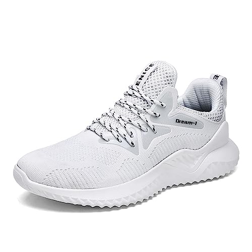 Legou Herren Laufschuhe Mesh Atmungsaktive Turnschuhe, Weiß, 9.5 von Legou