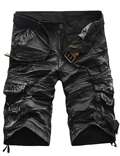 Legou Herren Shorts Bermudas Shorts ohne Gürtel 8 Farbe 4 Größe Sommer Kurze Hose Camouflage Schwarz+Weiß XXL von Legou