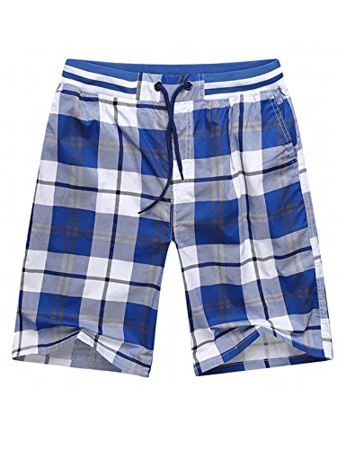 Legou Herren Sommer Beach Shorts Kariert Shorts Kurze Shorts Karo Hose Blau+Weiß XXXL von Legou