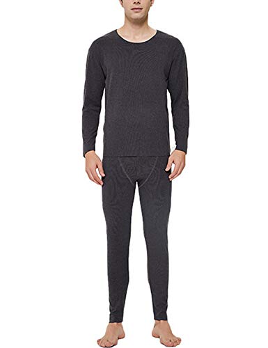 Legou Herren Thermounterwäsche V Ausschnitt Streifen konstante Temperatur Lange Unterhose Set mit Fleece gefüttert Gr. 5X-Large, Schwarz von Legou