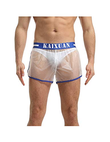 Legou Herren Transparent Boxershorts Farbkante dünn Sandstrand wasserdicht Unterwäsche Blau L von Legou