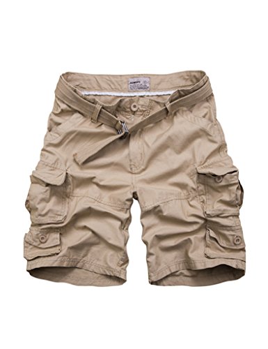 Legou Herren Vintage Cargo Shorts Kurz Hose Sporthose Freizeit Hose Multi-Tasche Khaki Aisa XXXL(EU XXL) von Legou