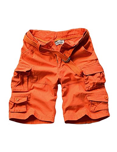 Legou Herren Vintage Cargo Shorts Kurz Hose Sporthose Freizeit Hose Multi-Tasche Orange Aisa XL(EU L) von Legou