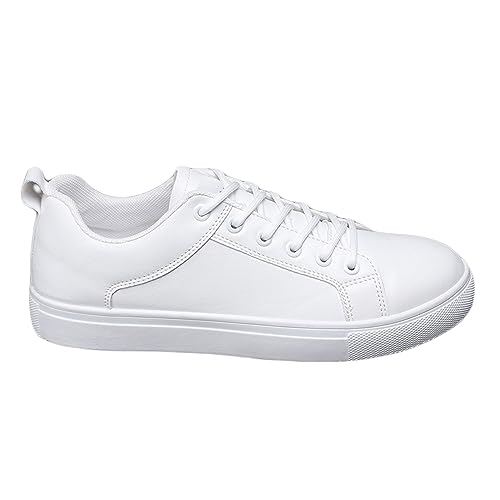 Legou Herren kleine weiße Schuhe PU Checkerboard Freizeitschuhe, Weiß, 11 von Legou