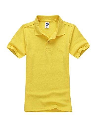 Legou Jungen Poloshirt Jungen Kurzarm T-Shirt Einfarbig Sommer Basic Polo Gelb L(140-145cm) von Legou