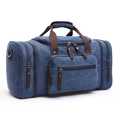 Legou Outdoor-Reisetasche, Tragetasche, Segeltuch, mehrere Taschen, große Kapazität, Schultertasche, Dunkelblau, 53*30*25cm von Legou