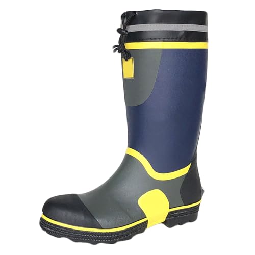 Legou Stahlkappe Regenschuhe Herren Hohe Gummi Anti-Smash Anti-Punktion Wasserdichte Schuhe, blau, 44 EU von Legou