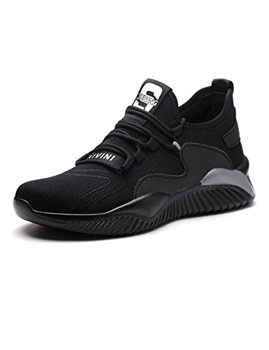 Legou Unisex Athletic Stahlkappe Arbeitsschuhe Industrie Konstruktion Sicherheit Arbeitsschuhe, Schwarz - Schwarz/Grau Größe:44 EU von Legou