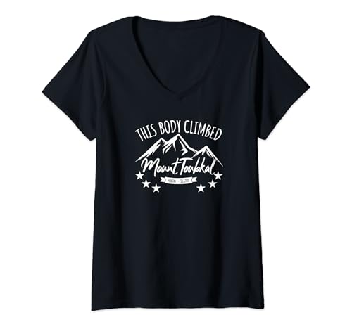Damen Dieser Körper hat den Mount Toubkal bestiegen Lustiger Wanderer T-Shirt mit V-Ausschnitt Damen Dieser Körper hat den Mount Toubkal bestiegen Lustiger Wanderer T-Shirt mit V-Ausschnitt von Legs Miserable