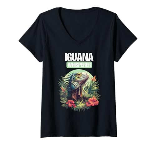Damen Leguane Leguan T-Shirt mit V-Ausschnitt von Leguane Leguan Tier Shop