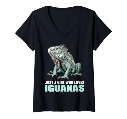 Damen Leguane Leguan T-Shirt mit V-Ausschnitt von Leguane Leguan Tier Shop